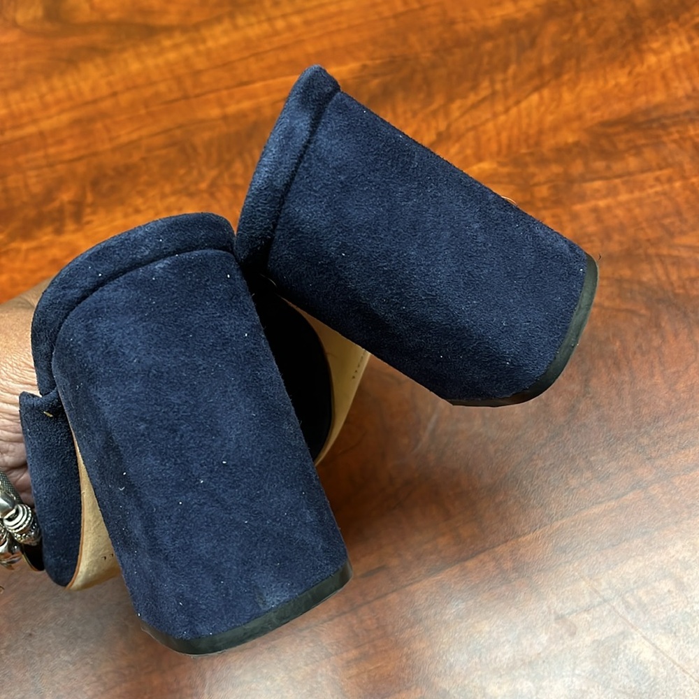 Loeffler Randall Laurel Navy blue suede slip on sandal - Picture 6 of 11